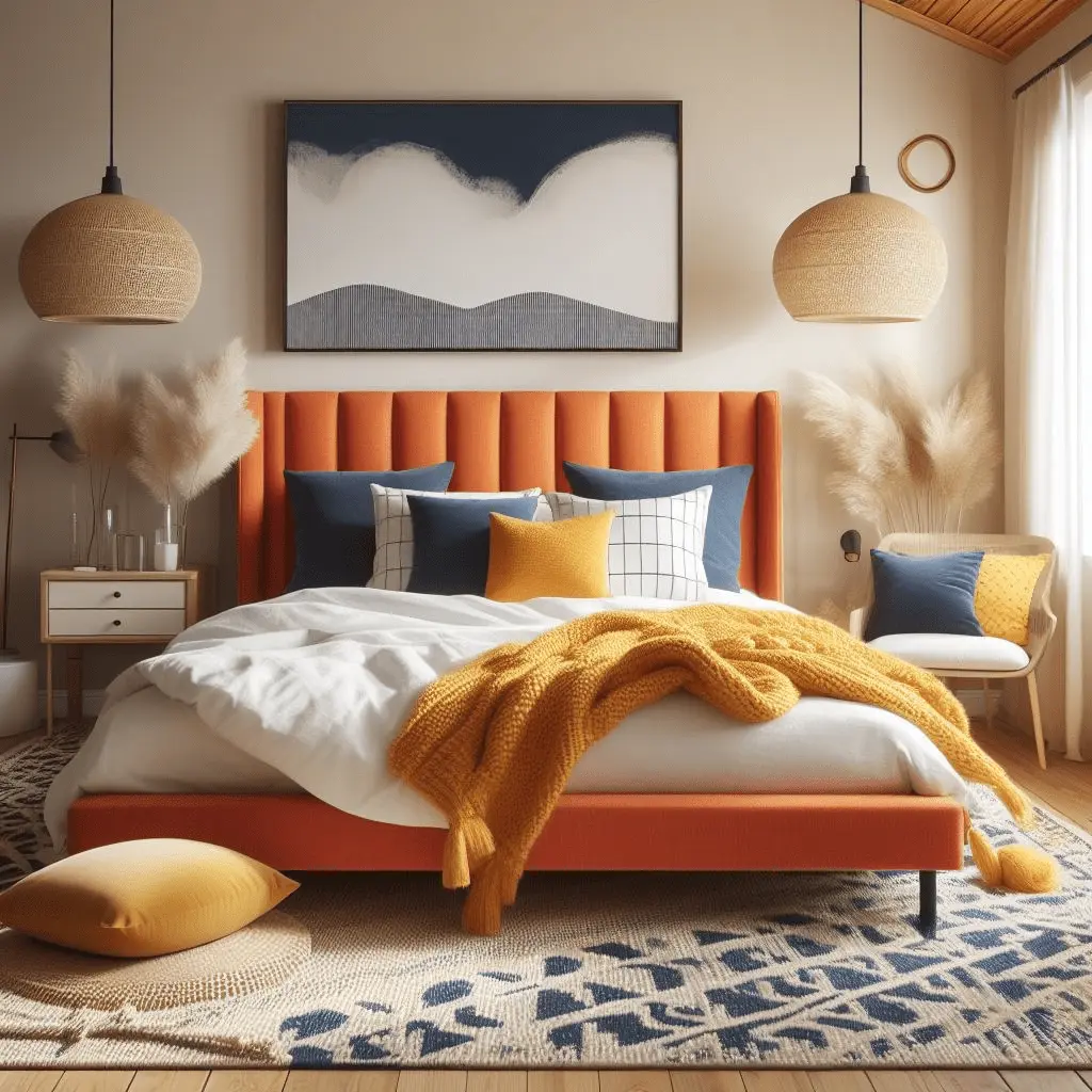 What Goes with Orange Colour: 20+ Combinations You’ll Love 20 Orange and Navy bedroom