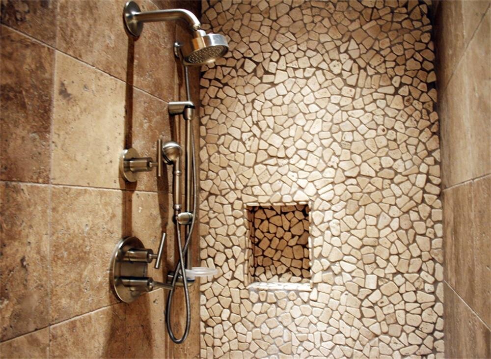 Stone Tile Shower|Stone accents