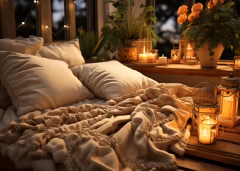 warm aesthetic cozy bedroom