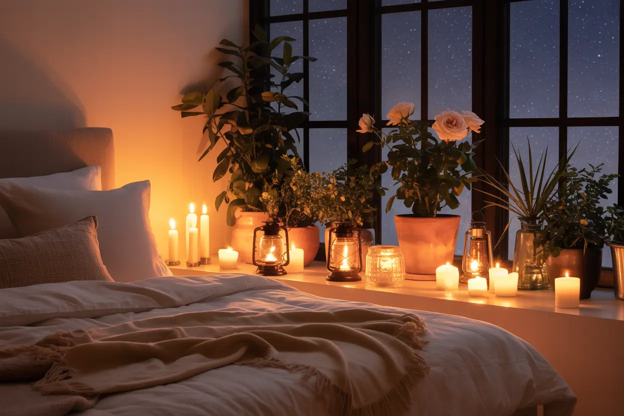 warm aesthetic cozy bedroom