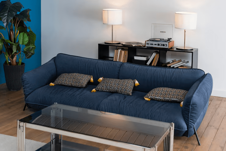 navy blue sofa