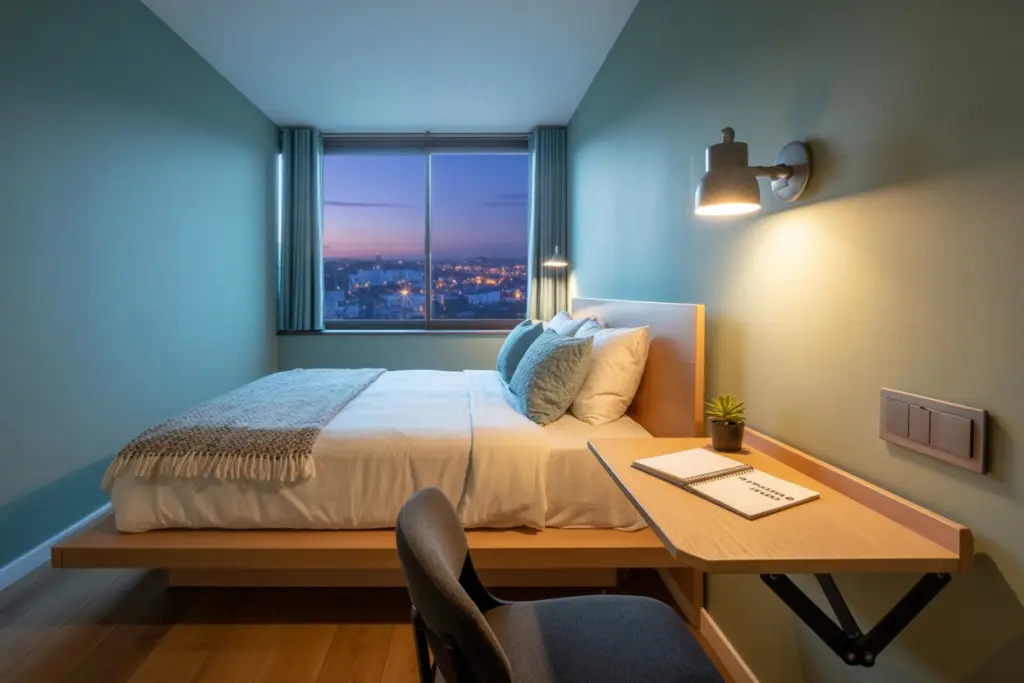 15+ Small Bedroom Ideas You Will Love! 14 workspace in your bedroom |a fold-down desk