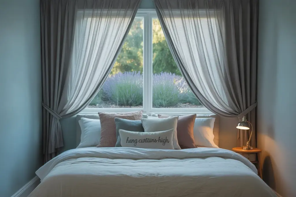 15+ Small Bedroom Ideas You Will Love! 12 cozy small bedroom interior with hang curtains high