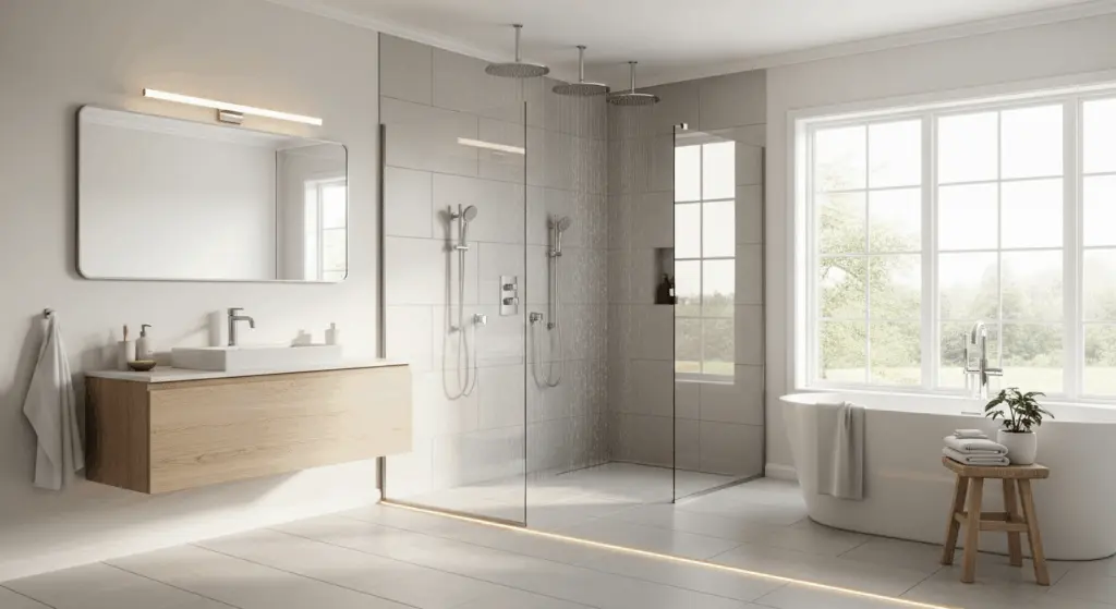 Spa-Like bathroom with ainfall showerhead