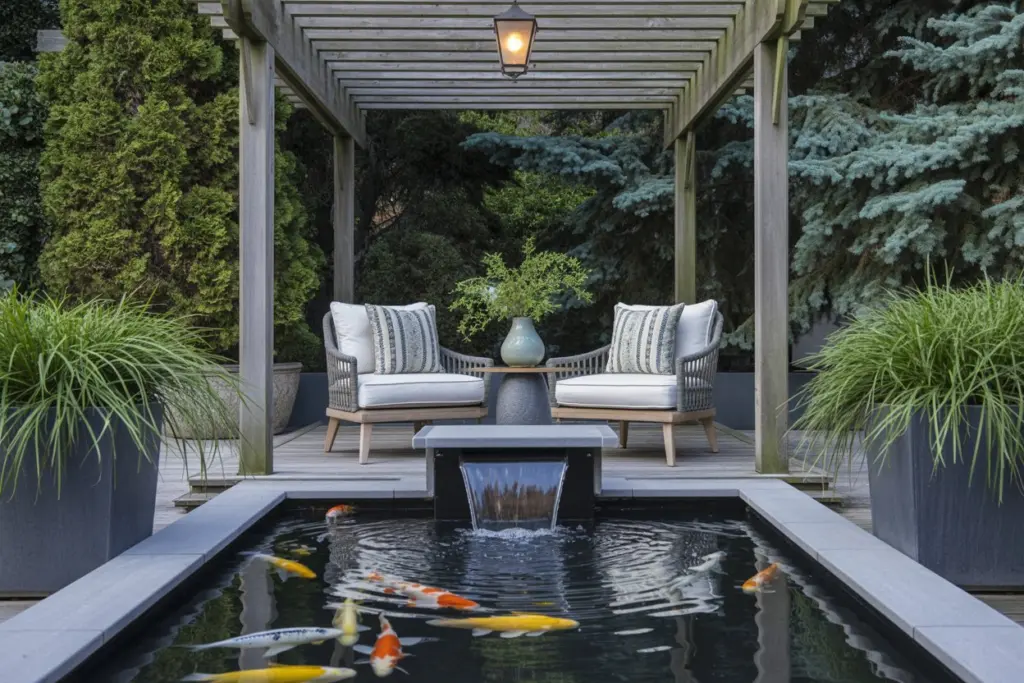 outdoor living room |water feature