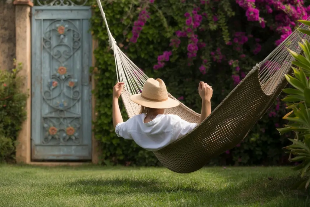 hammock in the garden.