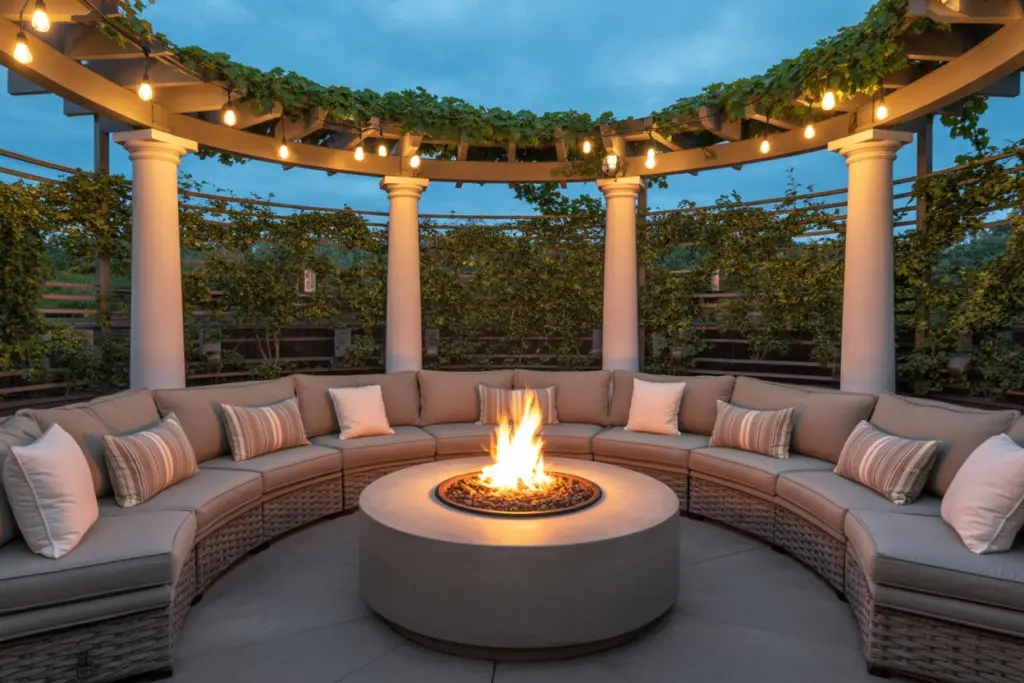  outdoor living room illuminated