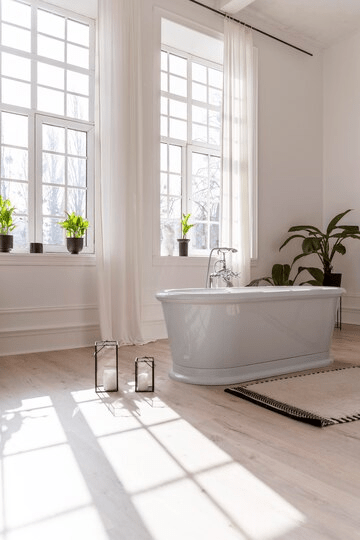 bathroom with large windows