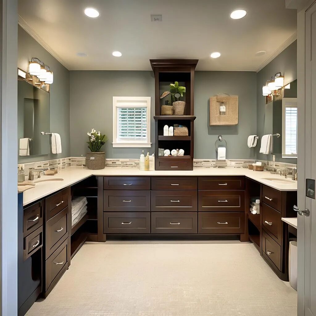 A family-friendly bathroom with double vanitie