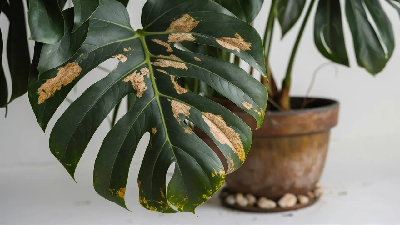 Brown Spots On My Monstera | Why and How to Fix it ? 2 brown leaf on monstera