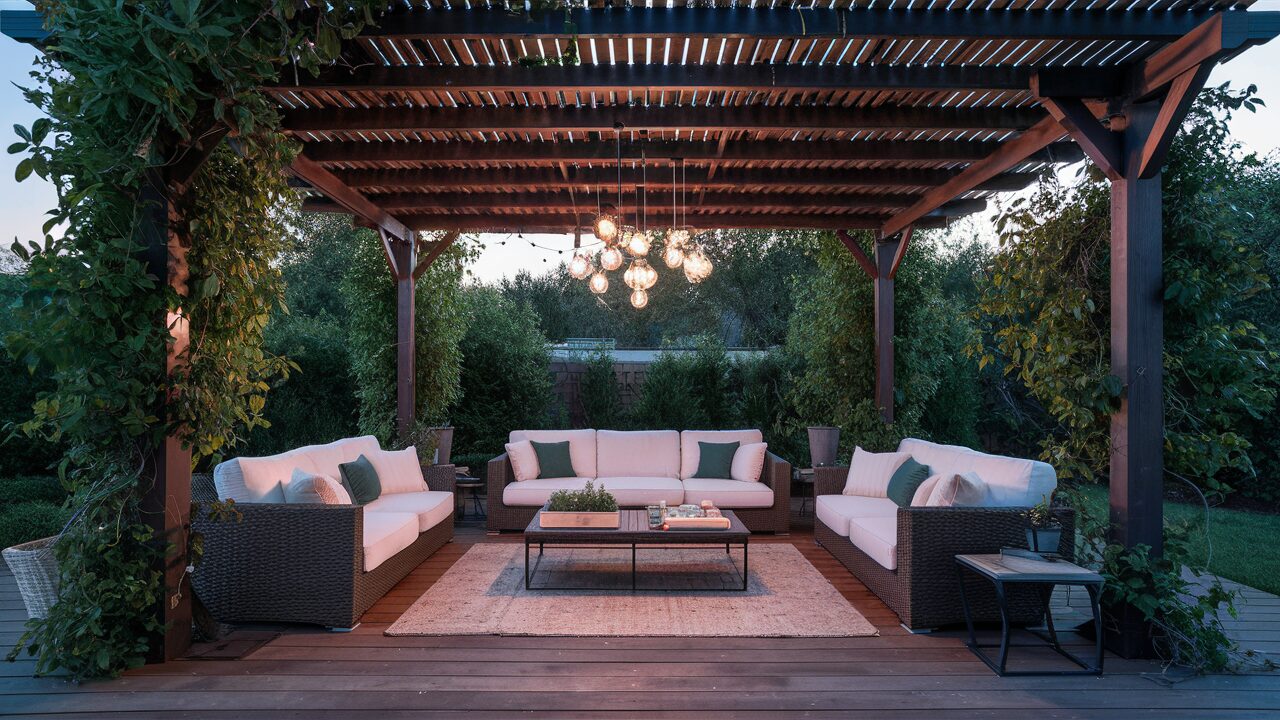 Outdoor Living Room with pergola
