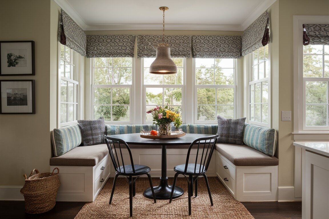 breakfast nook with a coastal theme.
