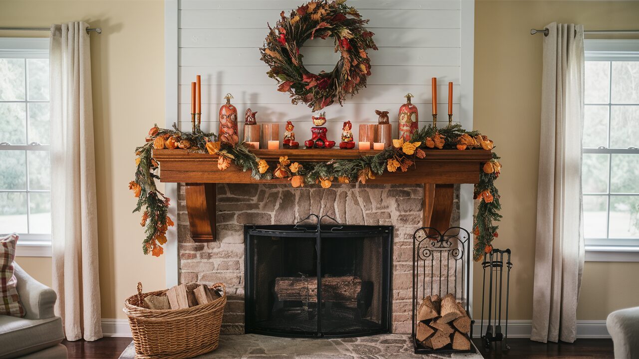 fireplace fall decor
