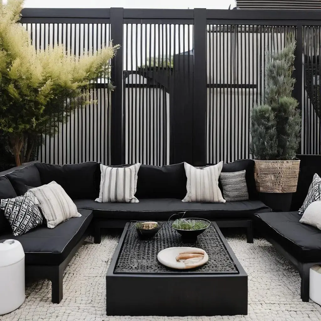 28 Outdoor Living Room Ideas You Will Love! 23 Black Fence Backdrop