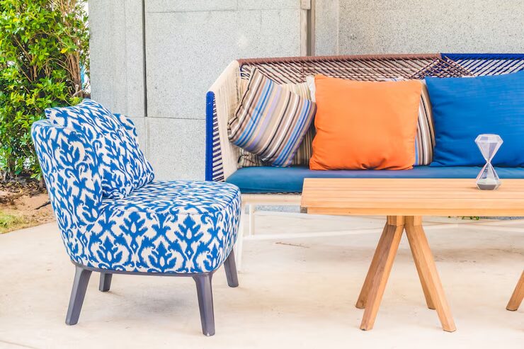  blue outdoor living room 