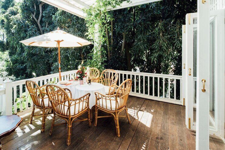 Outdoor Living Room with Hedges