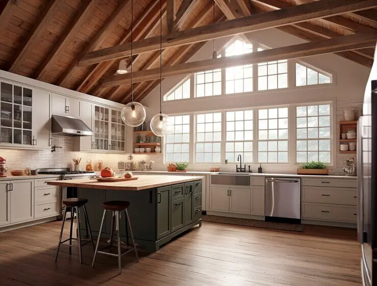 natural wood beamed ceilings