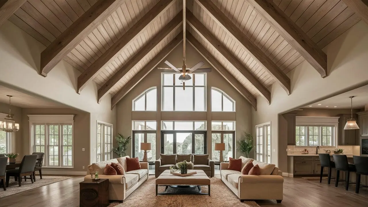  living room with vaulted ceilings