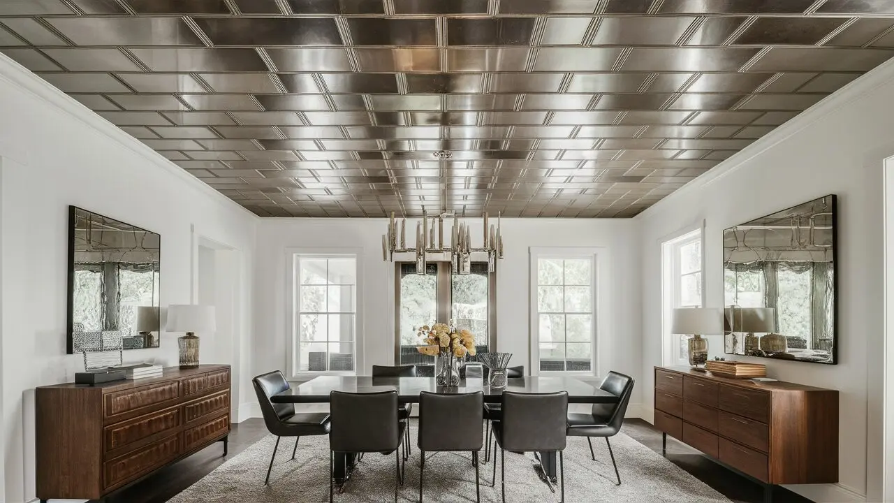 Metal tiles ceiling design