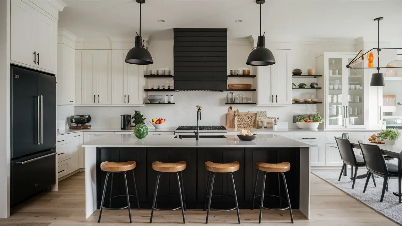 Amazing Ideas For A Chic Black And White Kitchen 7 Black Fixtures and Accents