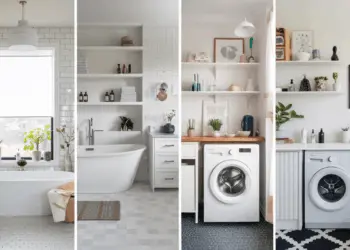 a-photo-of-a-collage-of-four-bathroom-laundry-room