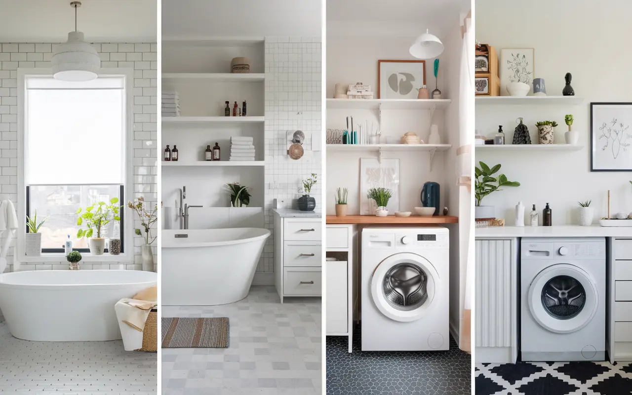 a-photo-of-a-collage-of-four-bathroom-laundry-room