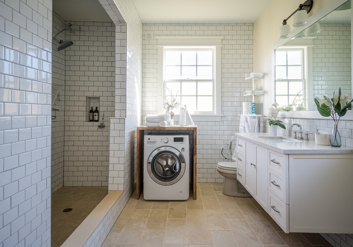 bathroom laundry room combo
