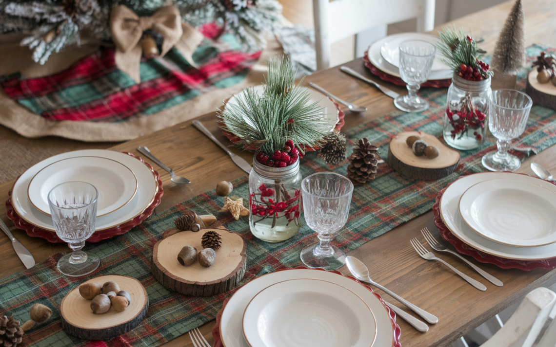 Christmas Farmhouse-Inspired Table Settings