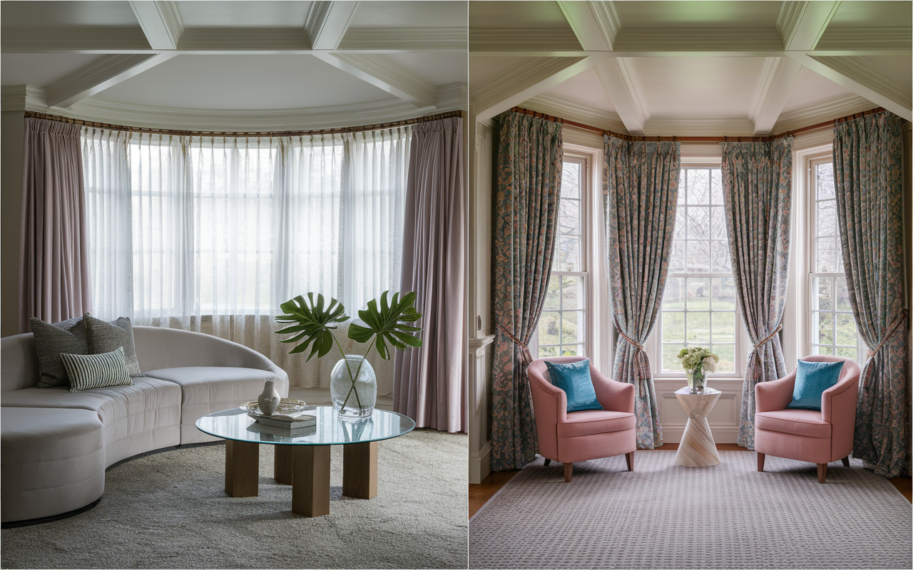 Bay window curtains