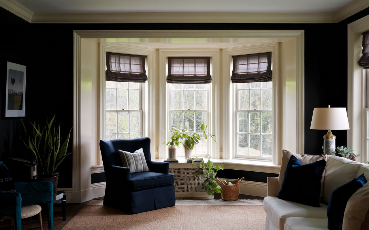 A bay window in the living room