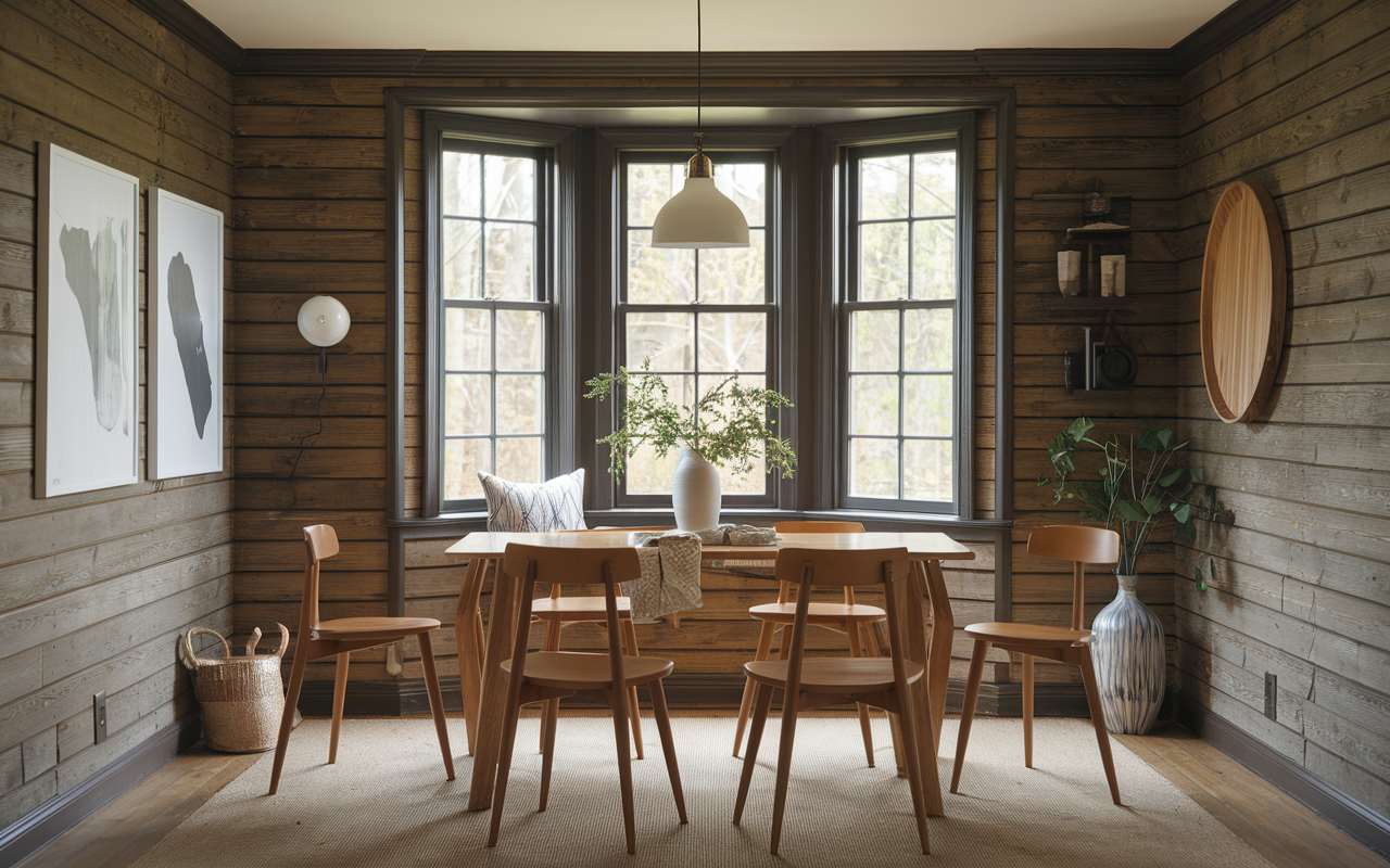 rustic Dining Room bay window ideas