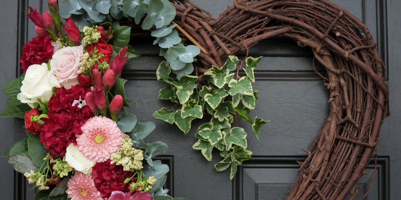🌸 20+ Adorable Valentine Door Decorations Ideas🌸 14 front door valentine wreath