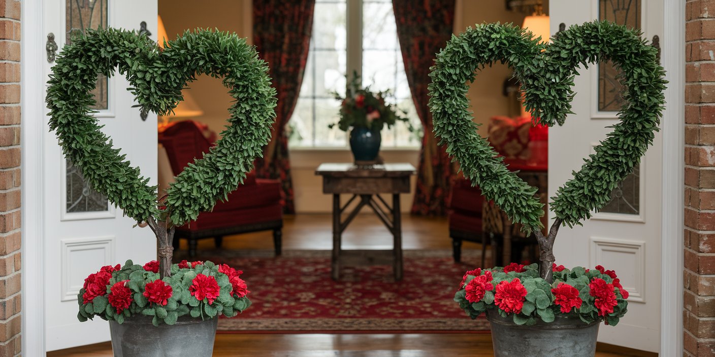 🌸 20+ Adorable Valentine Door Decorations Ideas🌸 19 Heart Topiary Accents