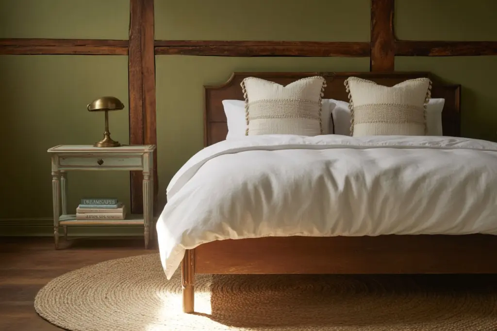 30+ Green Accent Wall Bedroom Ideas for a Cozy and Relaxation Space 30 green feature wall
| Bedroom with Rustic Charm