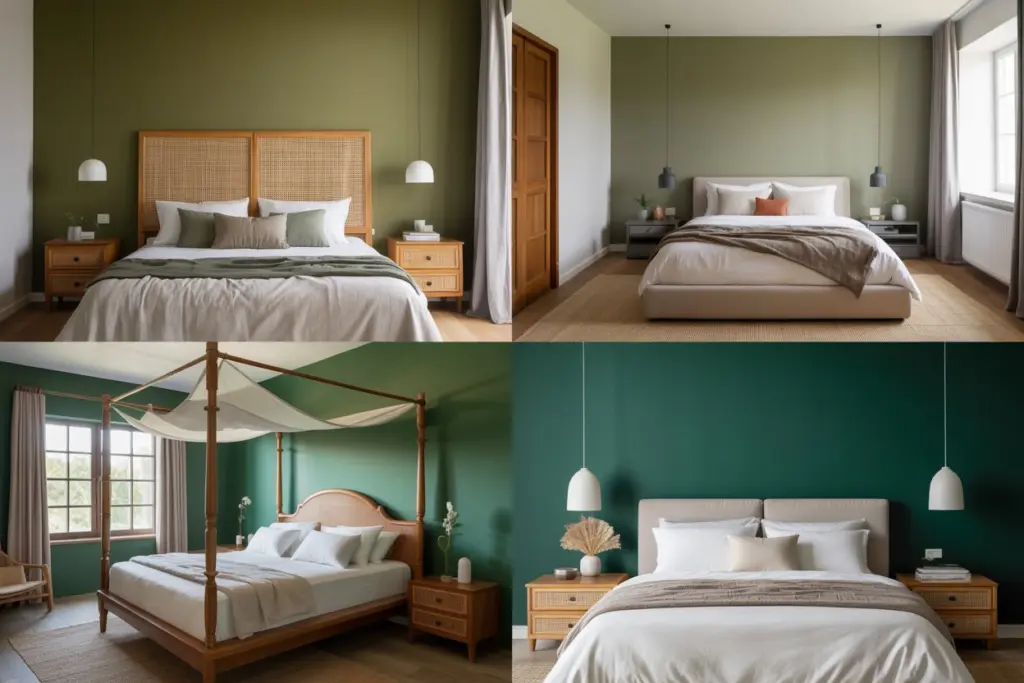 30+ Green Accent Wall Bedroom Ideas for a Cozy and Relaxation Space 36 green feature wall bedroom
