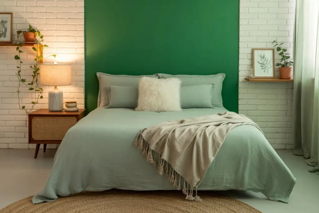 30+ Green Accent Wall Bedroom Ideas for a Cozy and Relaxation Space 6 green accent wall bedroom ideas
