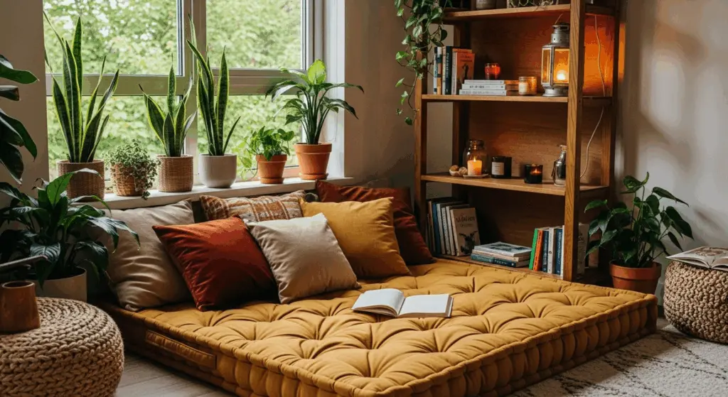 Stunning 20+ Boho Reading Nook Designs for Book Lovers 11 cozy boho reading nook