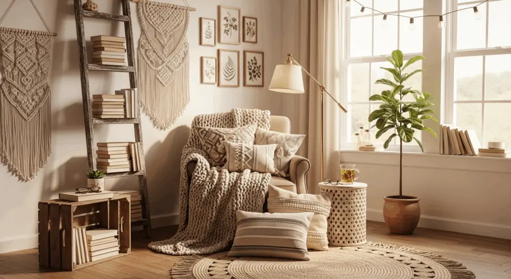Stunning 20+ Boho Reading Nook Designs for Book Lovers 12 Discover 20 stunning Boho reading nook ideas filled with cozy vibes, vintage decor, and soft textures—perfect for book lovers who crave comfort and style.