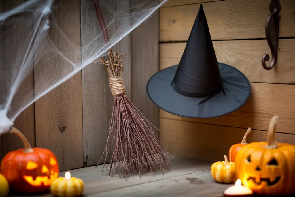 30 Easy DIY Halloween Decorations That Anyone Can Do 27 Witch’s Broom Corner