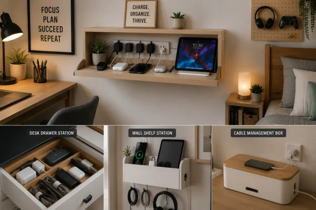 Teenage Bedroom Storage Ideas for Homework, Clothes & Hobbies 15 Hidden Charging and Electronics Station