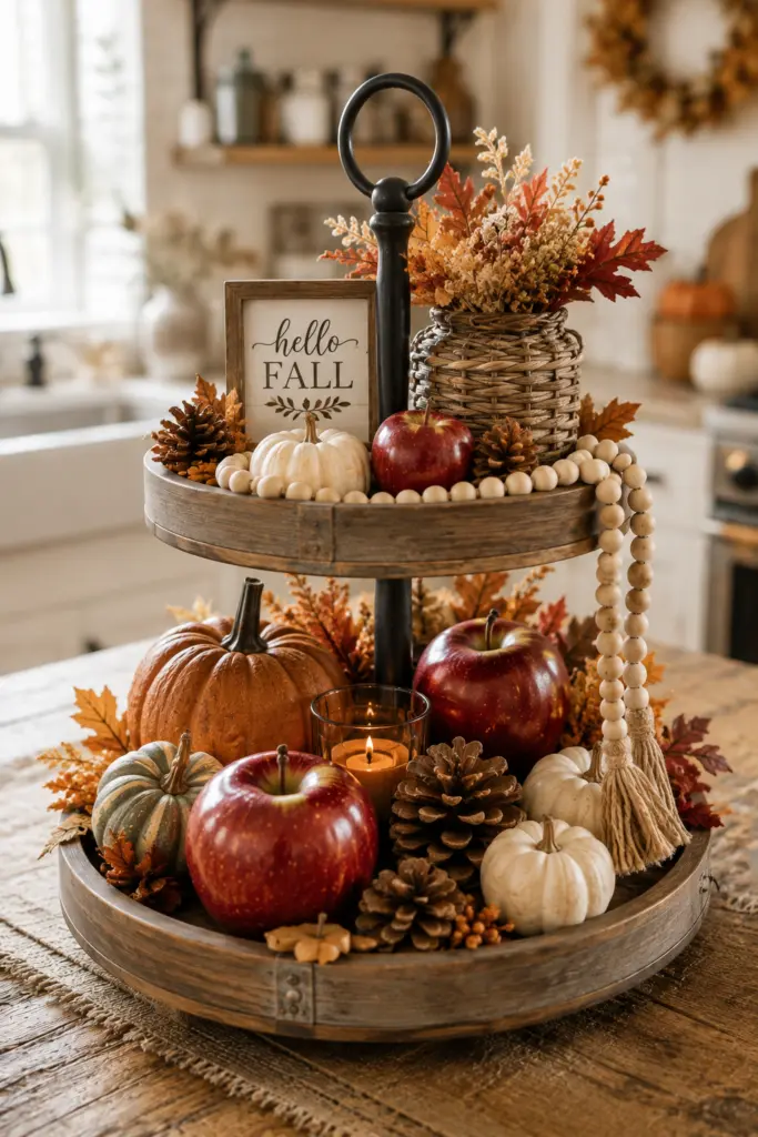 Tiered Tray Fall Decor Ideas 5 Apple-Themed Autumn Tray