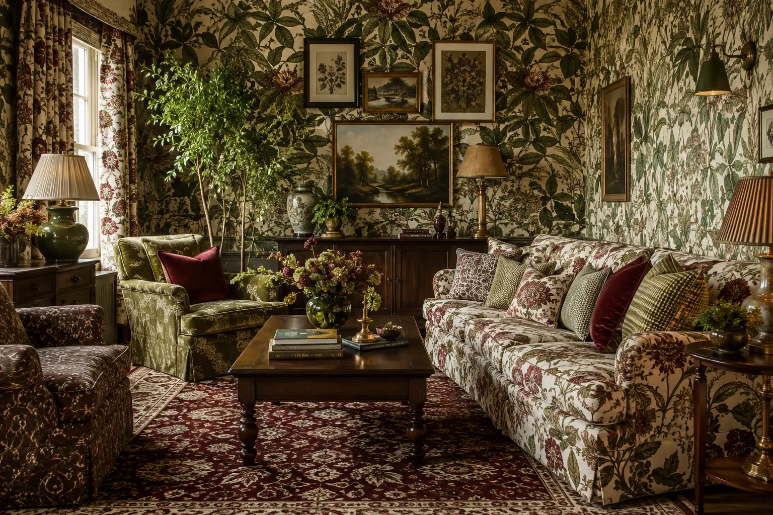 Pattern Drenching: 15 Rooms That Wrap Color & Print Everywhere 1 Pattern Drenching Living room