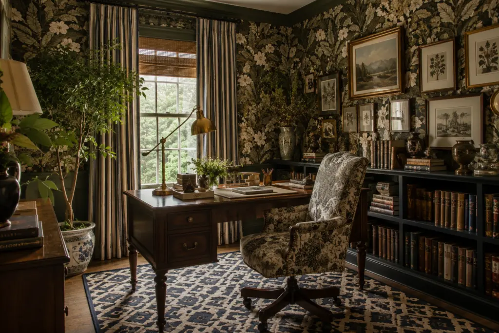 Pattern Drenching: 15 Rooms That Wrap Color & Print Everywhere 8 Pattern-Drenched Home Office