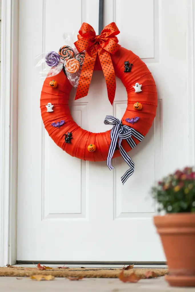 Colorful Halloween Candy Wreath
