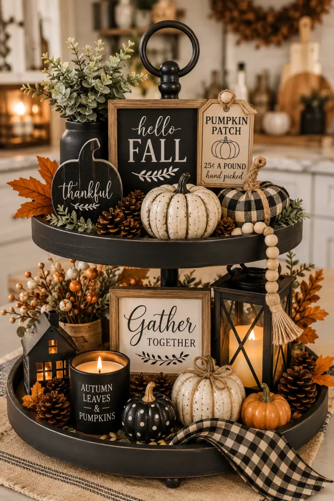Tiered Tray Fall Decor Ideas 17 DIY Tiered Tray Fall Decor Ideas