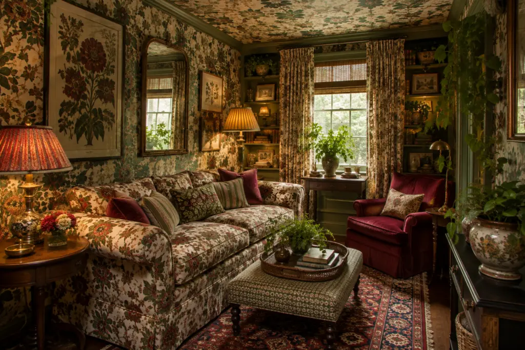 Pattern Drenching: 15 Rooms That Wrap Color & Print Everywhere 16 Pattern-Drenched Small Lounge