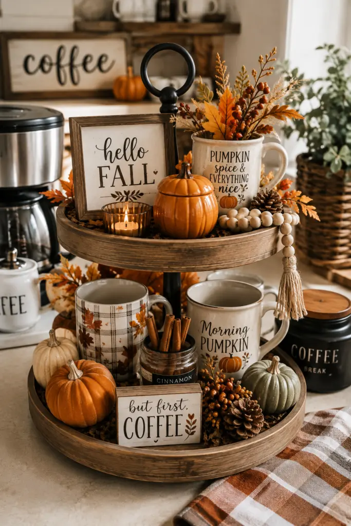 Tiered Tray Fall Decor Ideas 8 Cozy Coffee Station Fall Tray