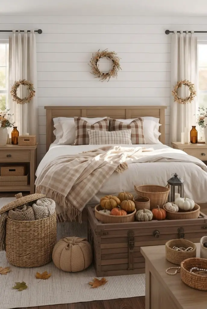 Fall Bedroom Decor Ideas in 2026 18 Cozy Fall Bedroom Decor With Woven Baskets