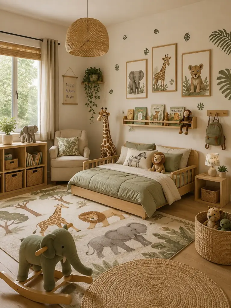 Cute Safari Animal Theme toddler bedroom
