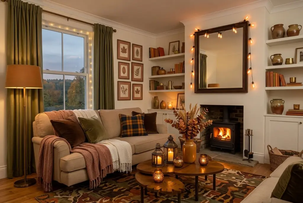 Cozy Living Room Lighting Ideas for Fall 2026 12 Cozy fall living room with Bring Fall Colors